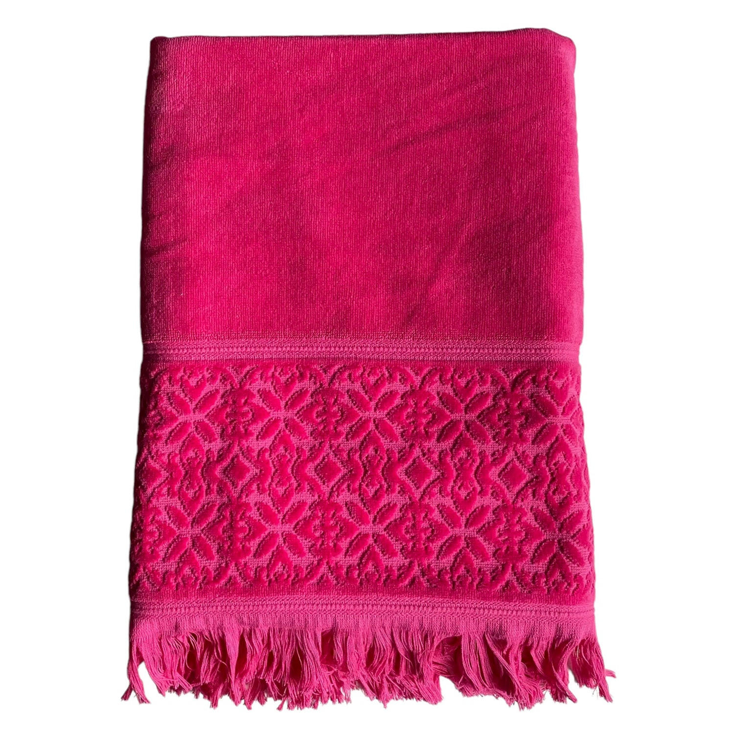 BADETUCH Velours uni Romance Fuchsia 90x170 460g/m² - Pink, Textil (90/170cm) - LE COMPTOIR DE LA PLAGE