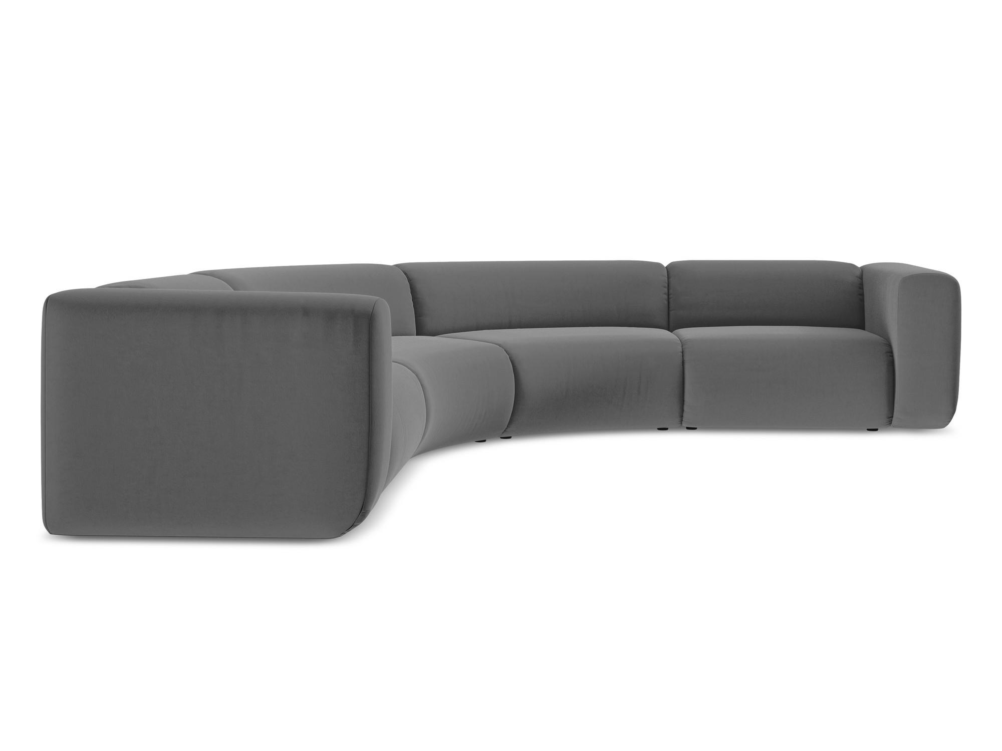 ECKSOFA Samt Stoff Grau - Schwarz/Grau, Kunststoff/Textil (318/318cm) - Makamii