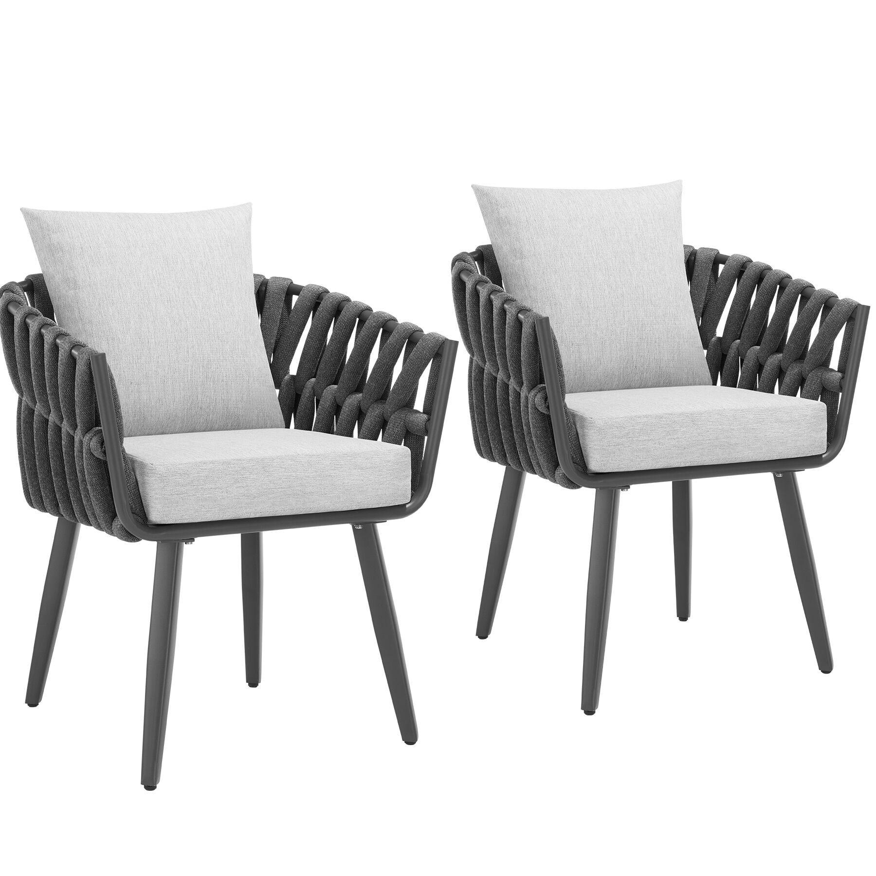 STUHL Lugano 2ER SET, höhenverstellbare Kunststofffüße, 61 x 60 x 73 cm, anthrazit - Dunkelgrau/Anthrazit, Metall (62.5/75/65.5cm) - tectake