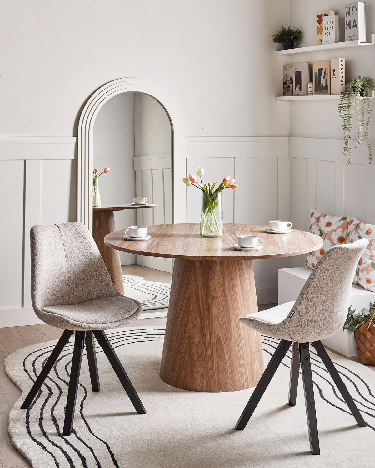 ESSZIMMERSTUHL 2er-Set Hellbraun Hedley - Hellbraun/Schwarz, Textil (48/86/58cm) - Beliani