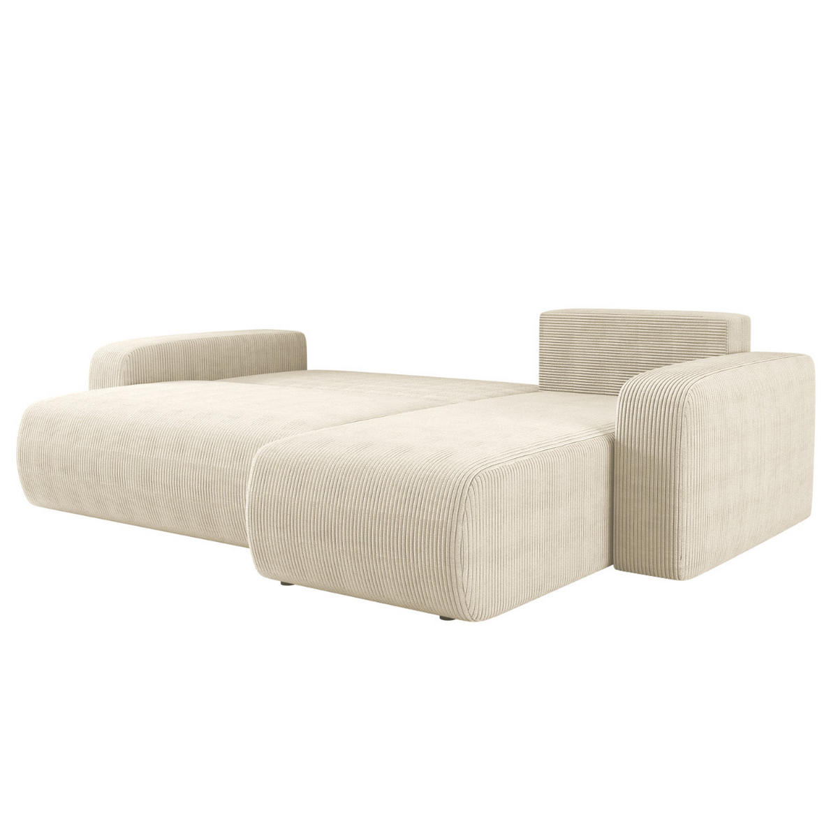 ECKSOFA L-FORM Schlaffunktion Und Bettkasten Eckcouch MILANO L Stoff Dicker Cord Ecru Rechts - Ecru, Holz/Textil (244/142cm) - Kaiser Möbel