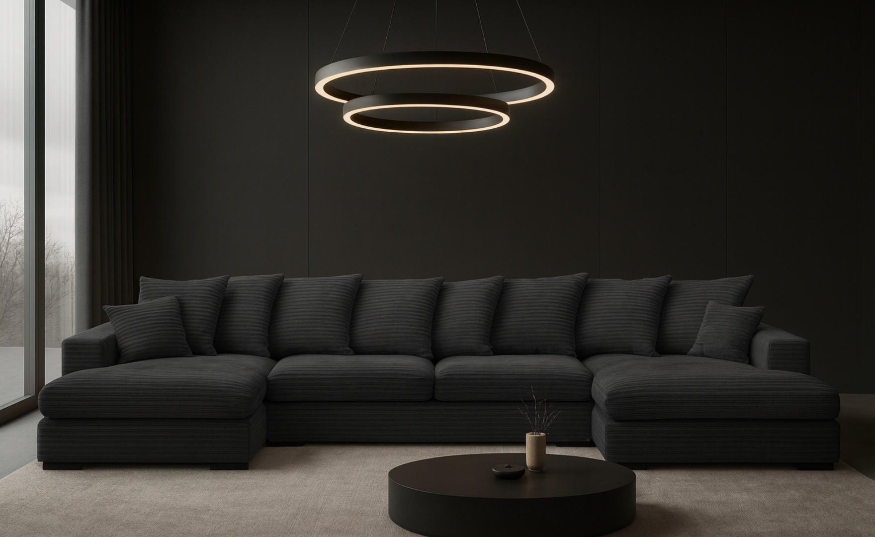 ECKSOFA mit Schlaffunktion und Bettkasten Couch U-form Gabon Stoff Zoom Graphit - Graphitfarben, Holz (373/155cm) - Kaiser Möbel