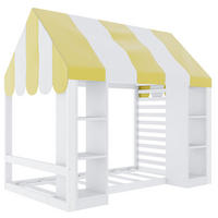 HAUSBETT 90/200 cm mit Himmelbett und Stauraum, DE-41618, in Weiß - Weiß, Holzwerkstoff (90/200cm) - ComfortXL