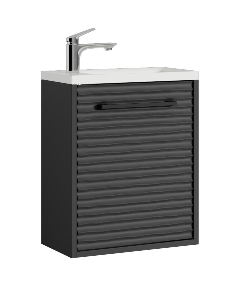 GÄSTE-WC-MÖBELSET Etna 2 Teile Schwarz Matt - 40 x 22 x 52 cm - Schwarz, Holz (40/52/22cm) - Badplaats