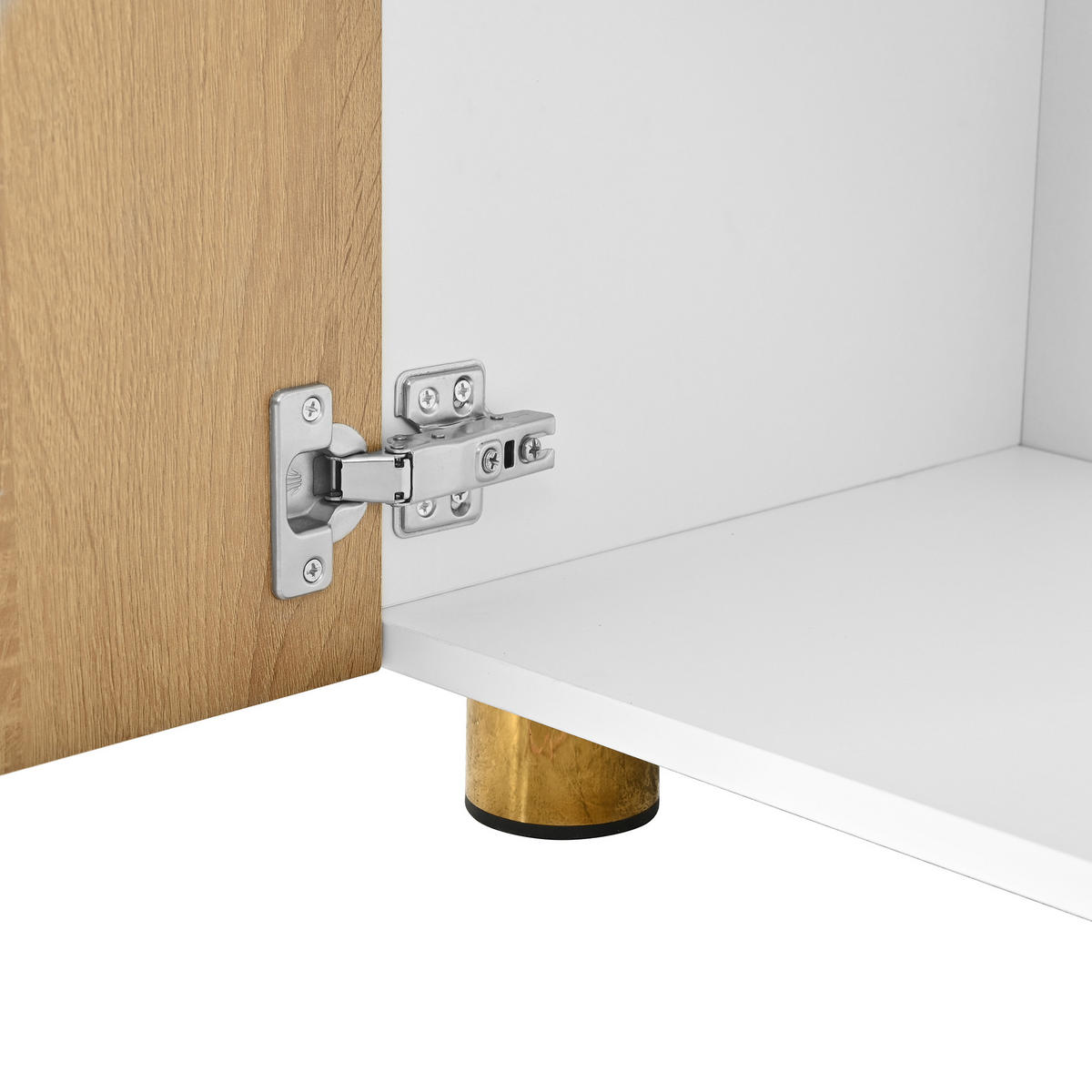 LOWBOARD in Naturfarben TV-Schrank mit Metallfüße, 180 L/35 B/40H(cm), für Wohnzimmer - Schwarz/Naturfarben, Holzwerkstoff/Metall (180/40/35cm) - STILVORA