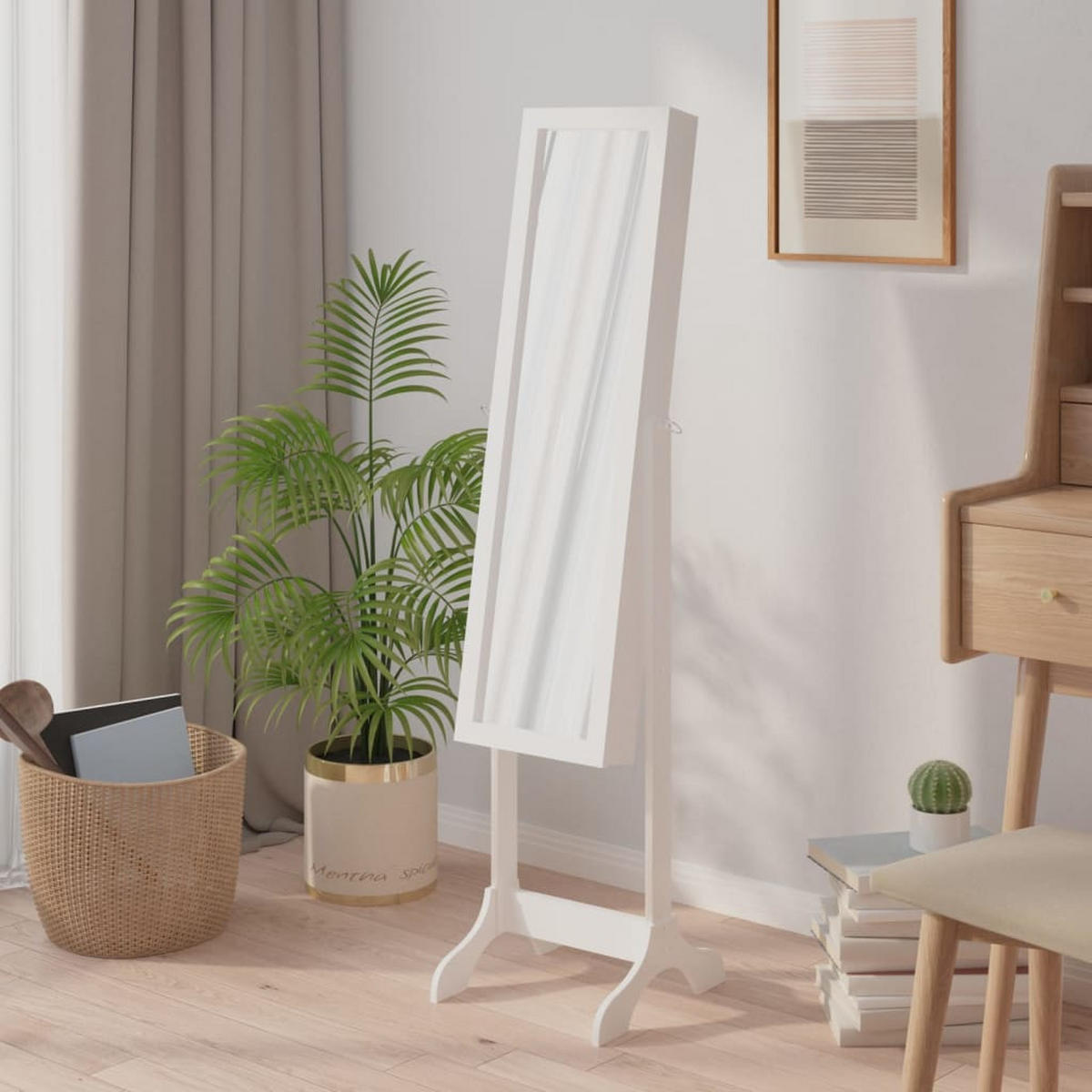 STANDSPIEGEL Weiß 34x37x146 cm - Weiß, Glas (34/146/1cm) - furnicato