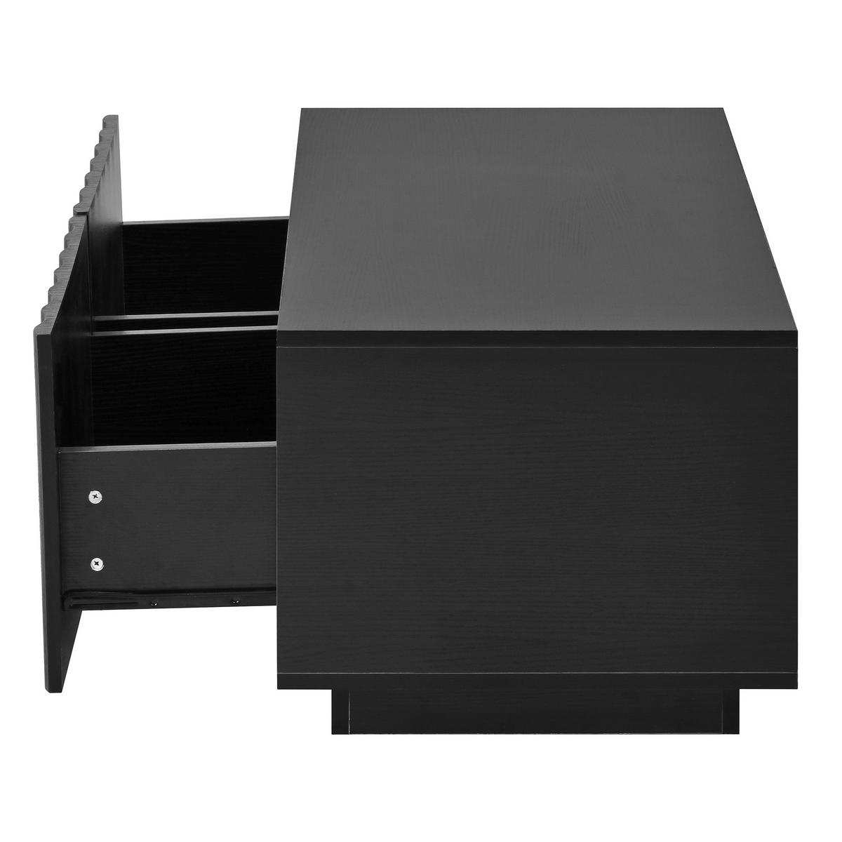 COUCHTISCH Wellenmuster 2 Schubladen modern Stauraum - Schwarz, Holzwerkstoff (100/50/40cm) - FLIEKS