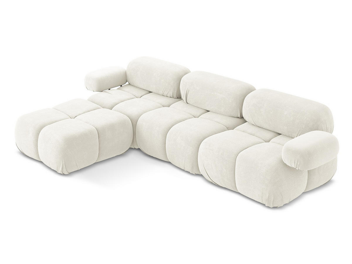 ECKSOFA Beidseitig Chenille Stoff Weiß - Pink/Schwarz, Kunststoff/Textil (285/191cm) - Makamii