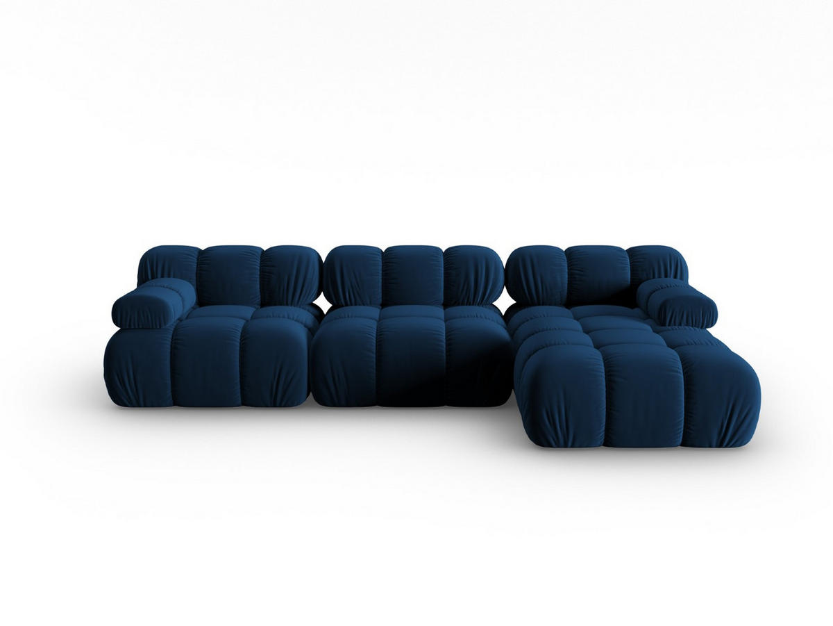 MODULARES-ECKSOFA rechts Bellis aus Samt königsblau 4 Sitzplätze - Blau, Textil (122/285cm) - Micadoni