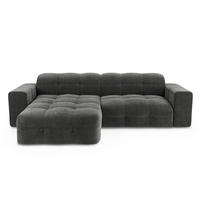 ECKSOFA LINKS Samt Graphitgrau 230cm - Graphitfarben/Grau, Textil (155/230cm) - Sia Home