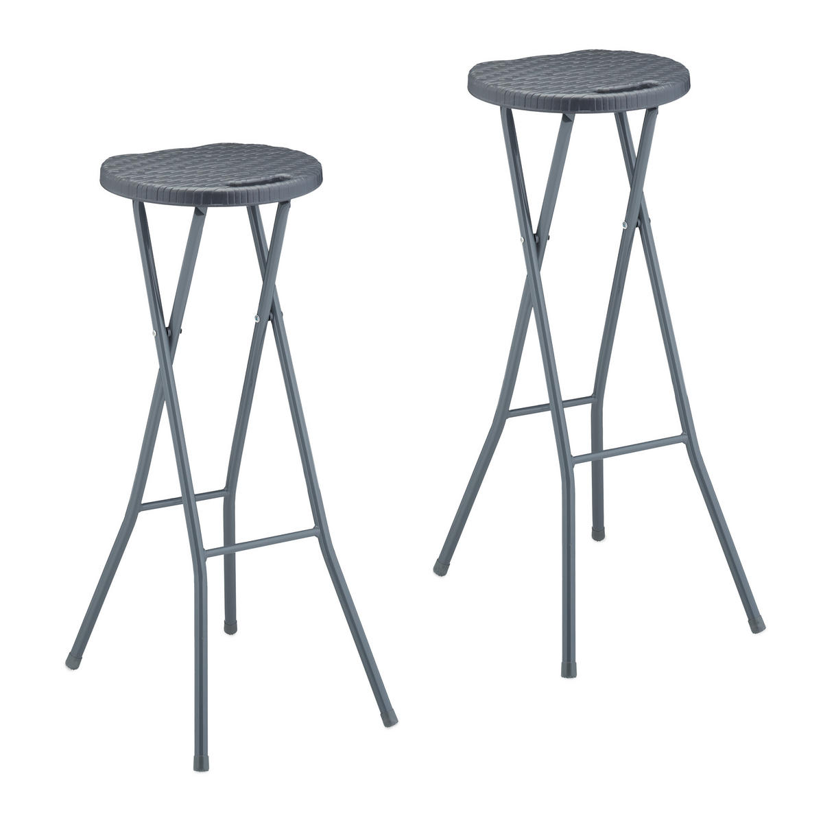 2XBARHOCKER - Grau, Kunststoff/Metall (34/80/45cm) - Relaxdays