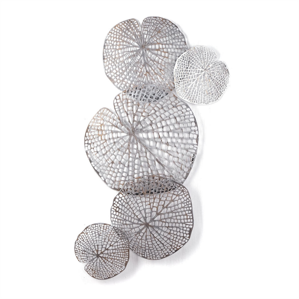 WANDDEKO BIG LEAVES Metall antik-silber - Silberfarben, Metall (47/97/3cm) - DESIGN DELIGHTS