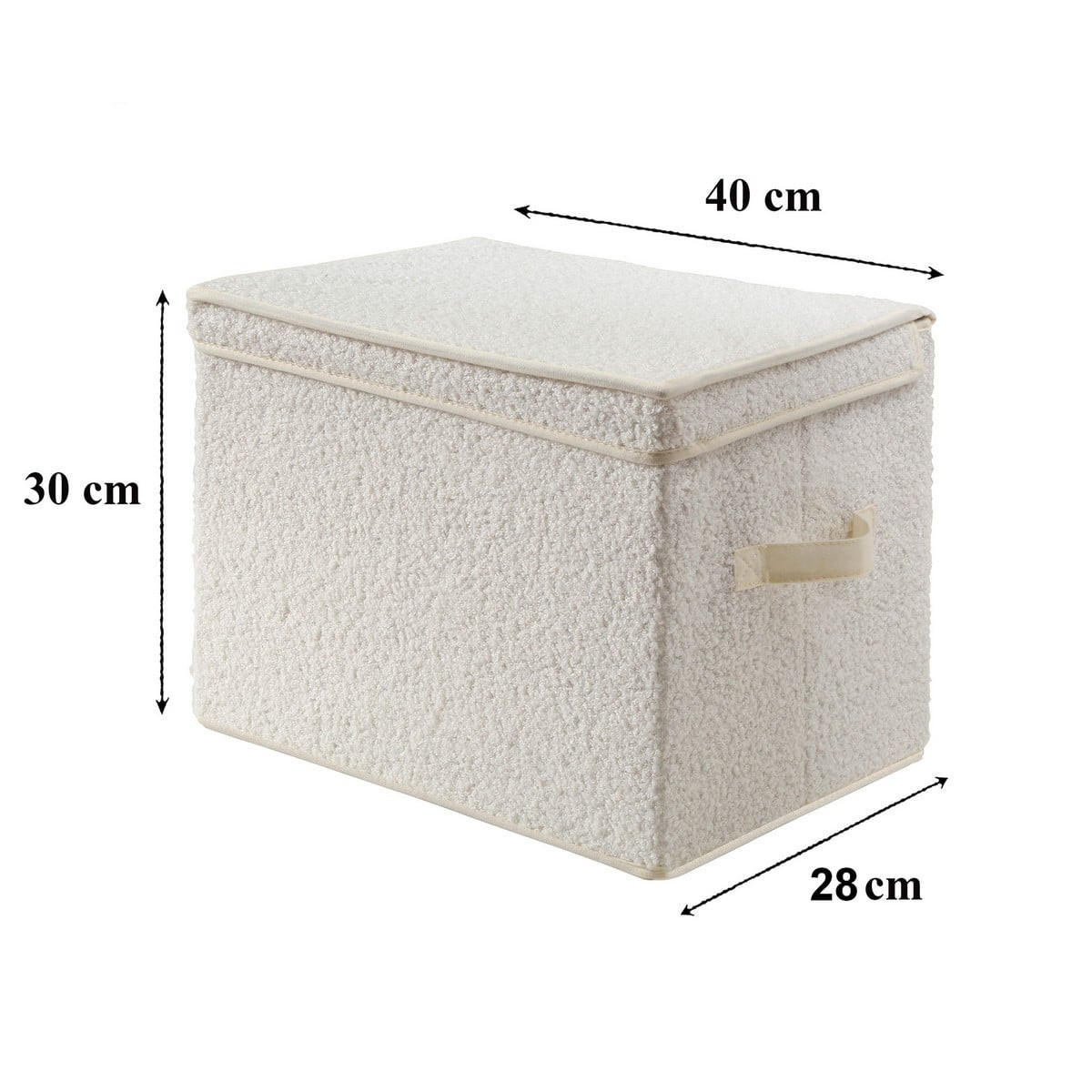 AUFBEWAHRUNGSBOX mit deckel aus bouclé-stoff in ecru - 40/28/30 cm - Ecru, Textil (30/28/30cm) - Calicosy