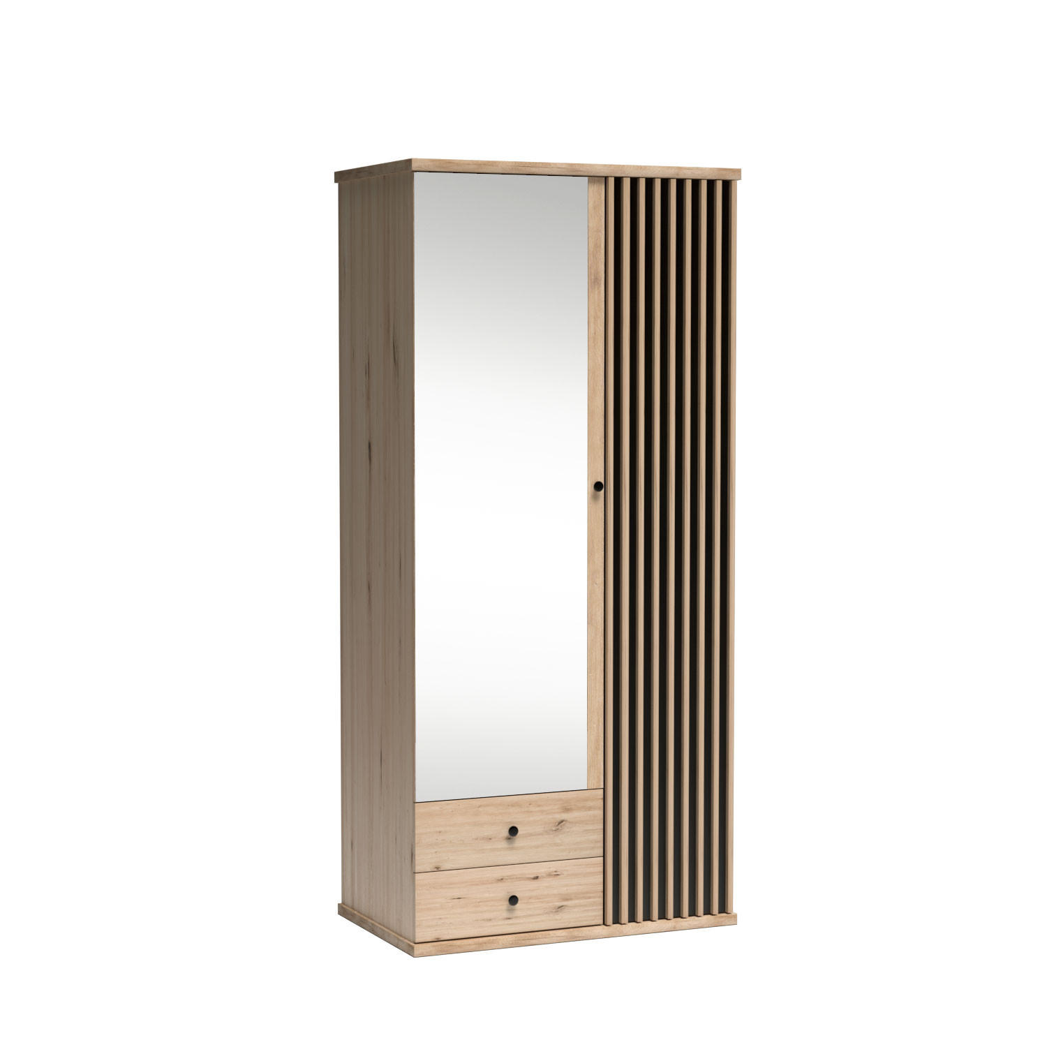 Beautysofa Drehtürenschrank Eiche Artisan 100x213x60 cm