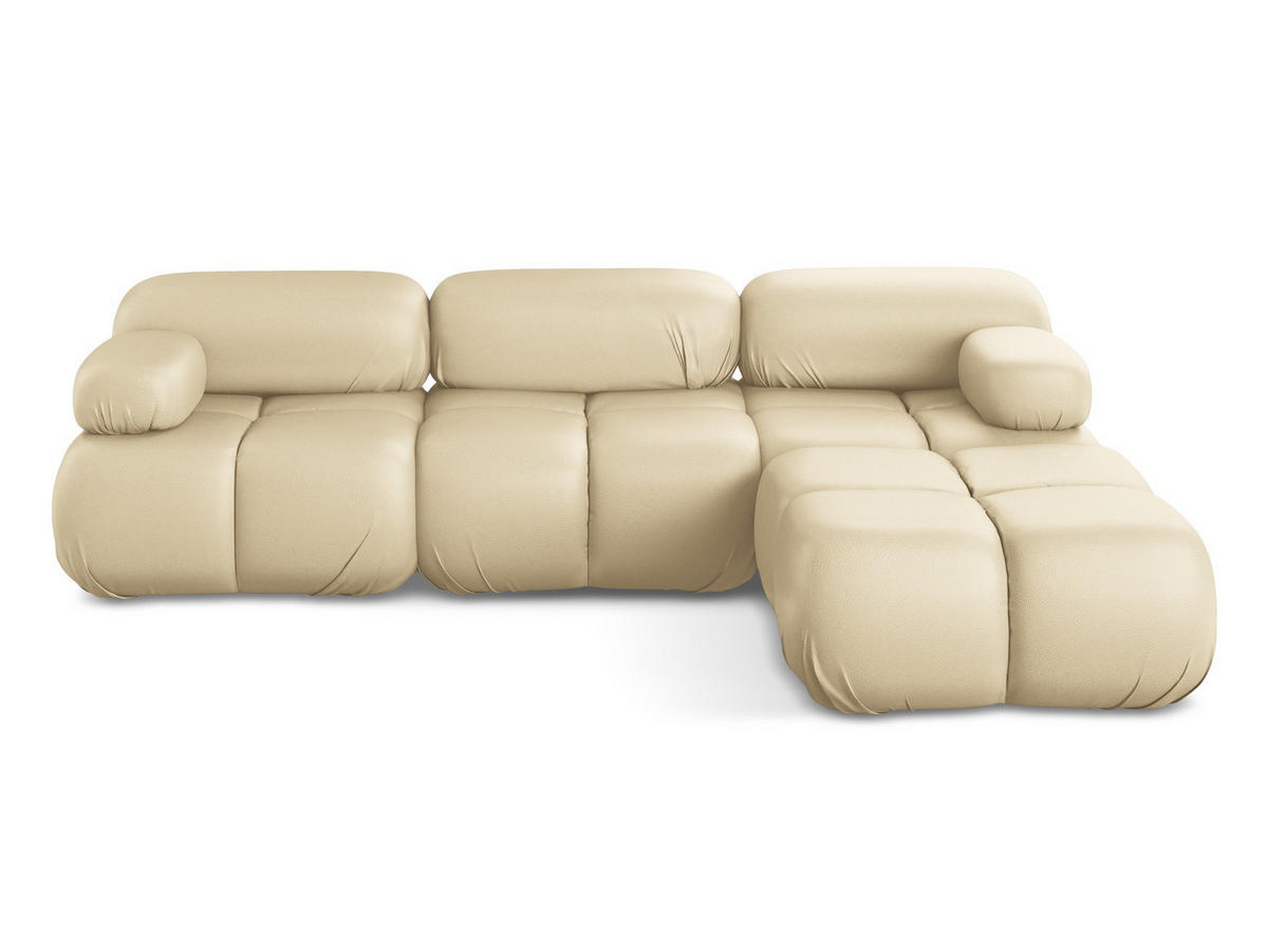 ECKSOFA Beidseitig Kunstleder Beige - Beige/Schwarz, Leder/Kunststoff (285/191cm) - Makamii