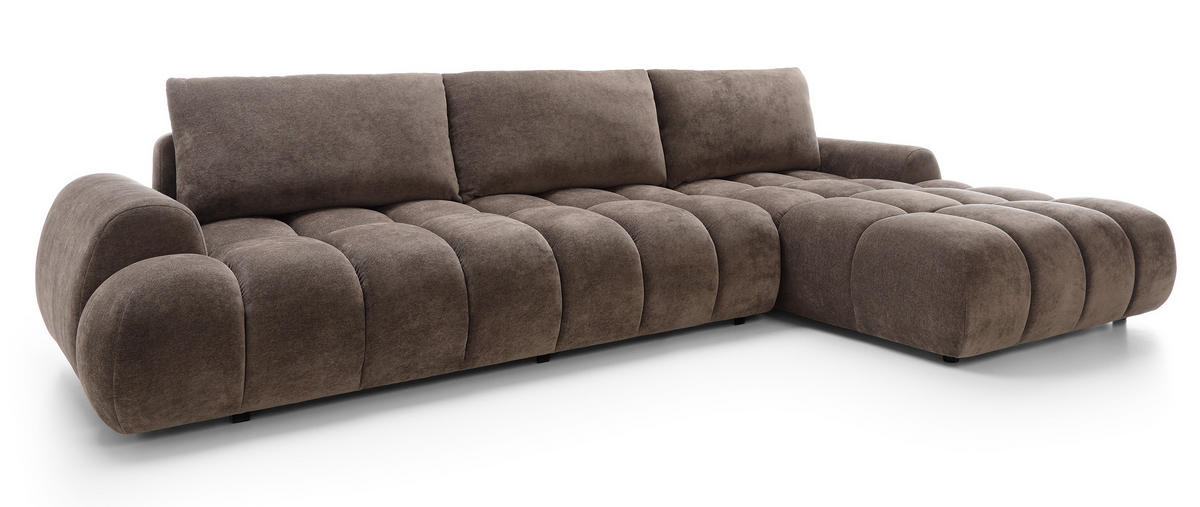 ECKSOFA 340 cm Valerio II, Schlaffunktion, Bettkasten, Rechts, Braun - Braun, Holz (177/340cm) - Emporius