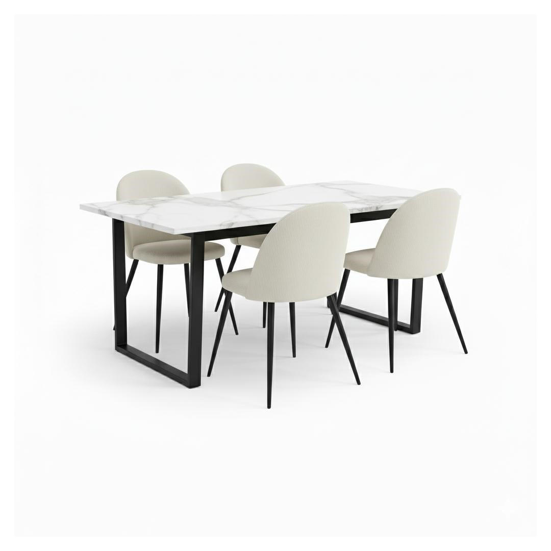 ESSGRUPPE 5-TLG. Tilst Weiß - Weiß, Holzwerkstoff/Textil (160/74/90cm) - ebuy24