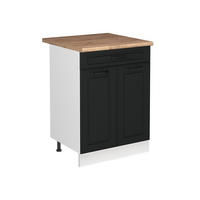 SPÜLENUNTERSCHRANK R-Line, Anthrazit Landhaus/Weiß, 60 cm Arbeitsplatte Goldkraft Eiche - Anthrazit/Weiß, Holzwerkstoff (60/81.6/60cm) - Vicco
