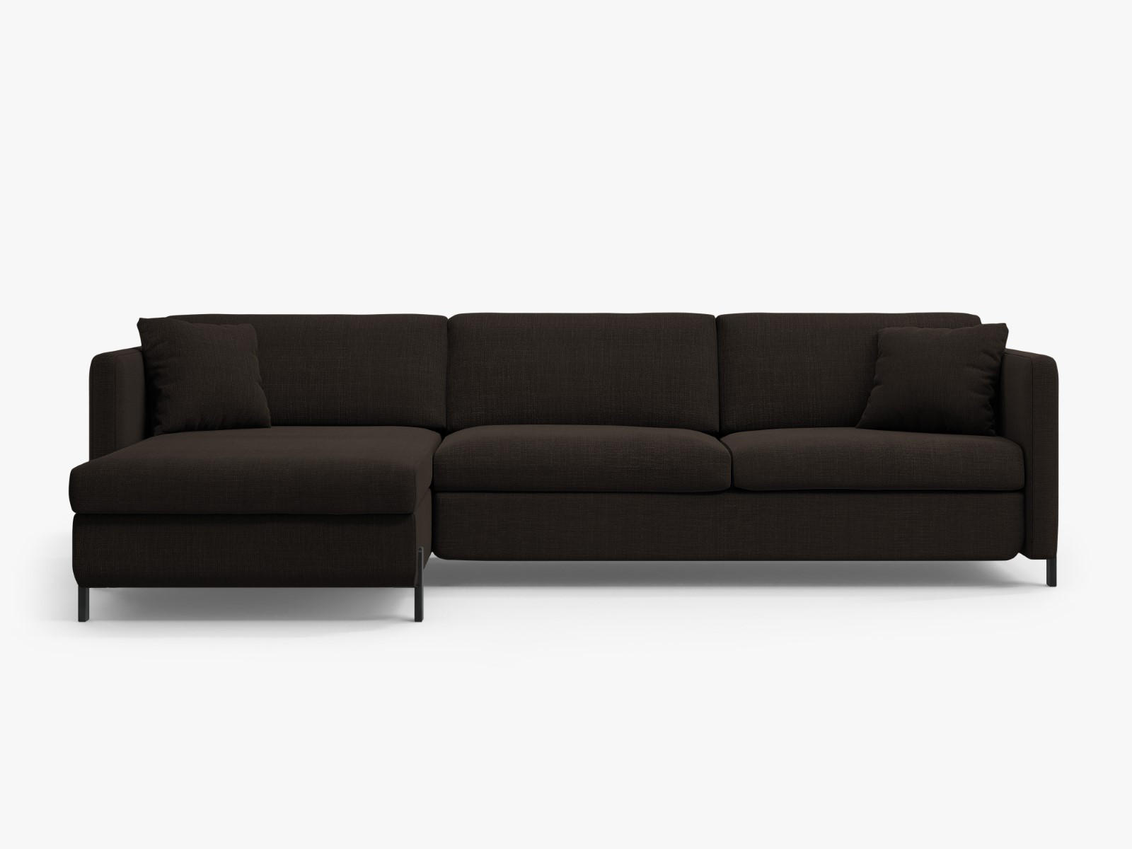 ECKSOFA ausklappbar links mit Container Gloria aus strukturiertem Stoff dunkelgrau 4 Sitzplätze - Dunkelgrau, Textil (260/170cm) - Micadoni