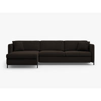 ECKSOFA ausklappbar links mit Container Gloria aus strukturiertem Stoff dunkelgrau 4 Sitzplätze - Dunkelgrau, Textil (260/170cm) - Micadoni