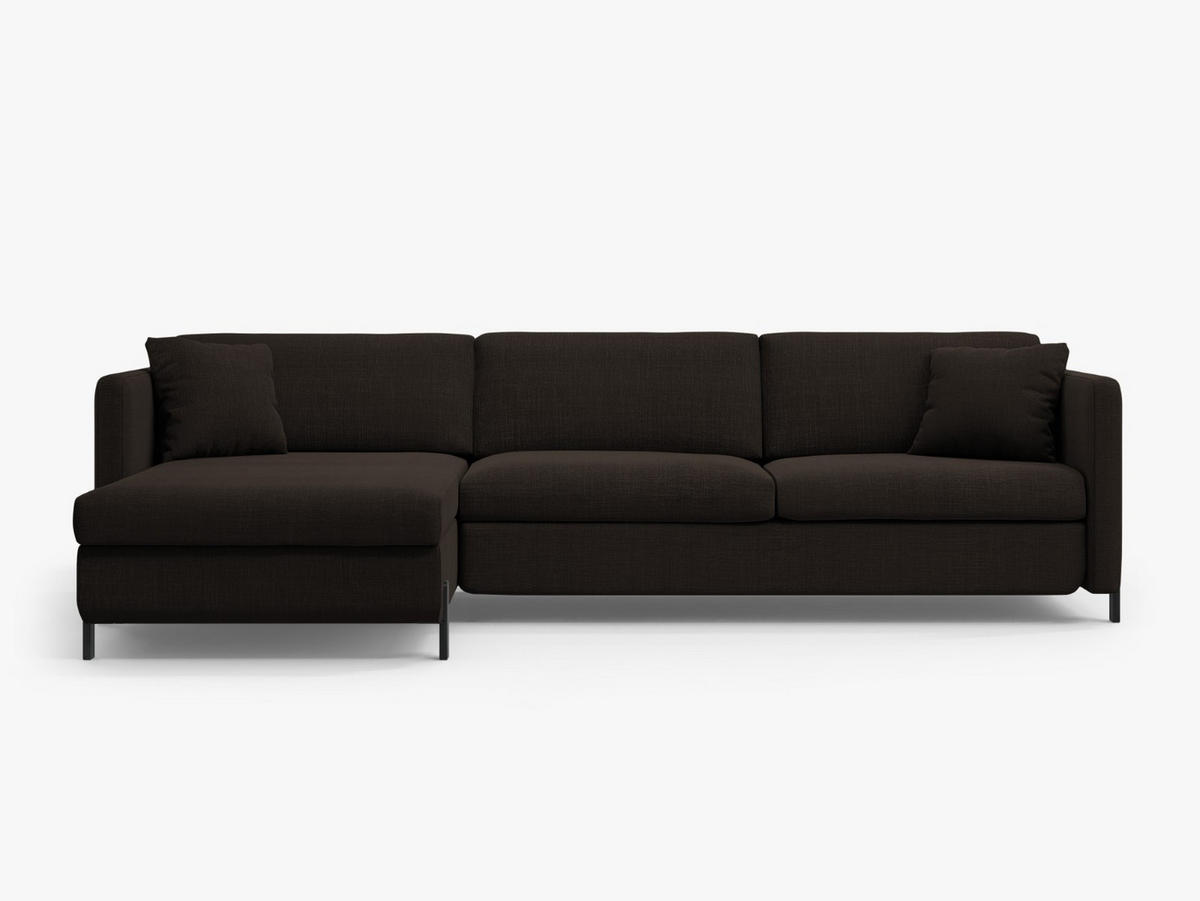 ECKSOFA ausklappbar links mit Container Gloria aus strukturiertem Stoff dunkelgrau 4 Sitzplätze - Dunkelgrau, Textil (260/170cm) - Micadoni