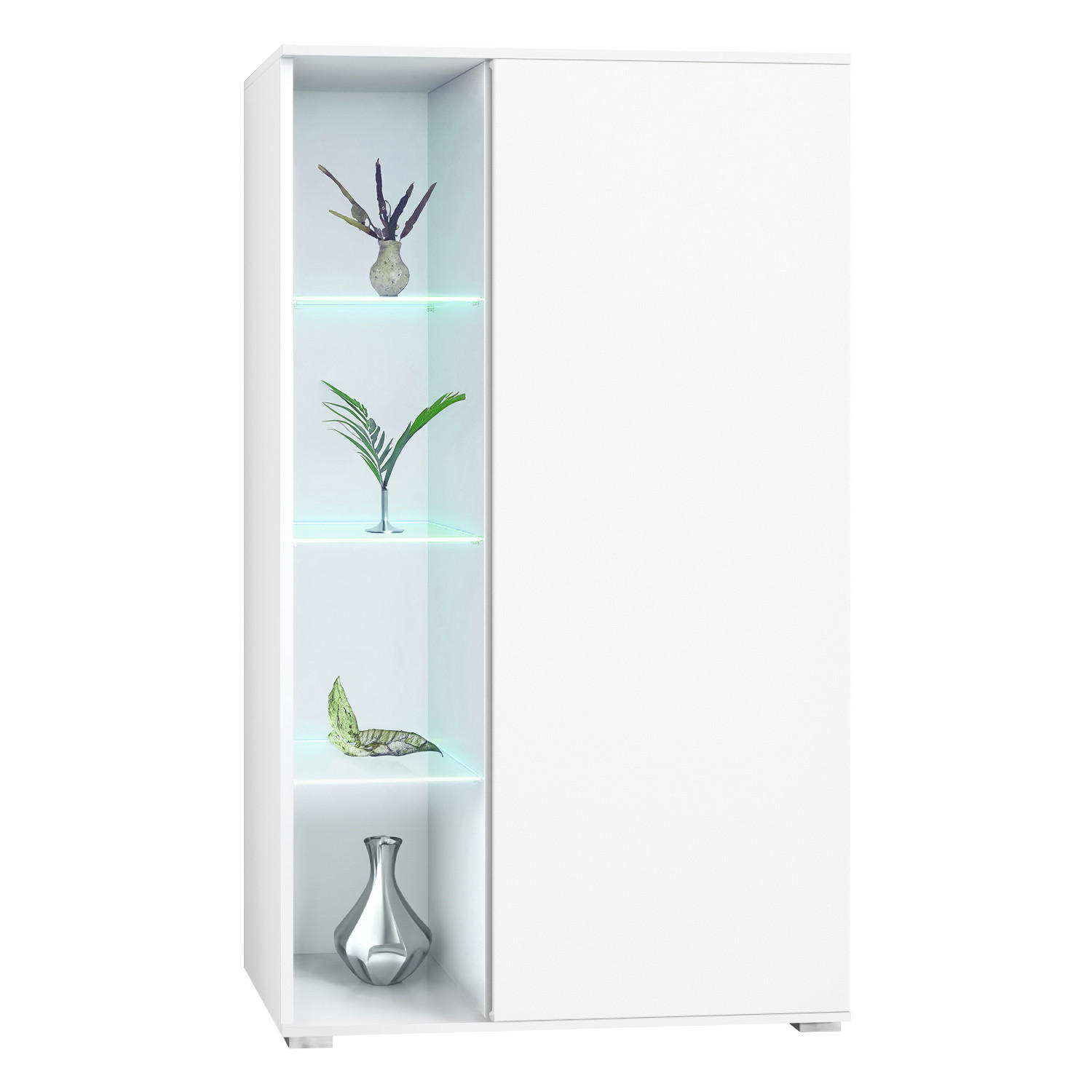 VITRINE Davos Weiß matt - Weiß, Holzwerkstoff (71.5/134/35cm) - Vladon