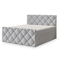 BOXBETT ROVARI 180x200 cm mit Matratze und Topper - Hellgrau - Hellgrau, Holz (180/200cm) - MASSENO