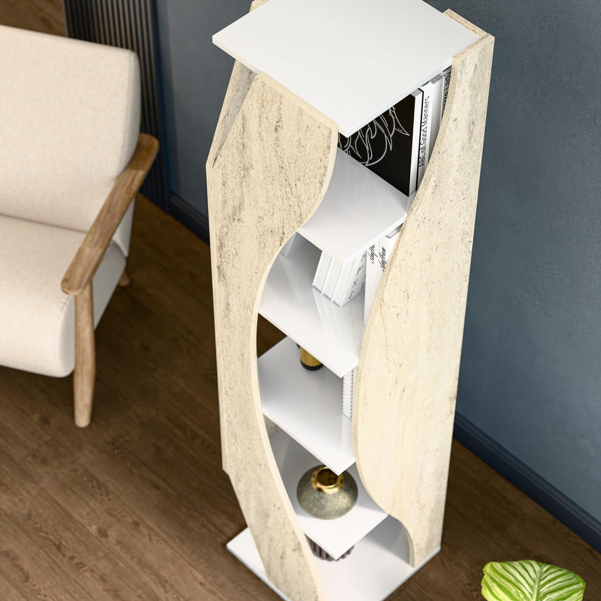 BÜCHERREGAL Reva - Beige, Holzwerkstoff (40/180/40cm) - Decorotika