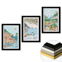 WANDBILDER 3er-Set - 20x30 cm Schwarzer Rahmen - Pastellfarbene Küstenansichten - Schwarz, Kunststoff (20/30cm) - ArtPrintCave