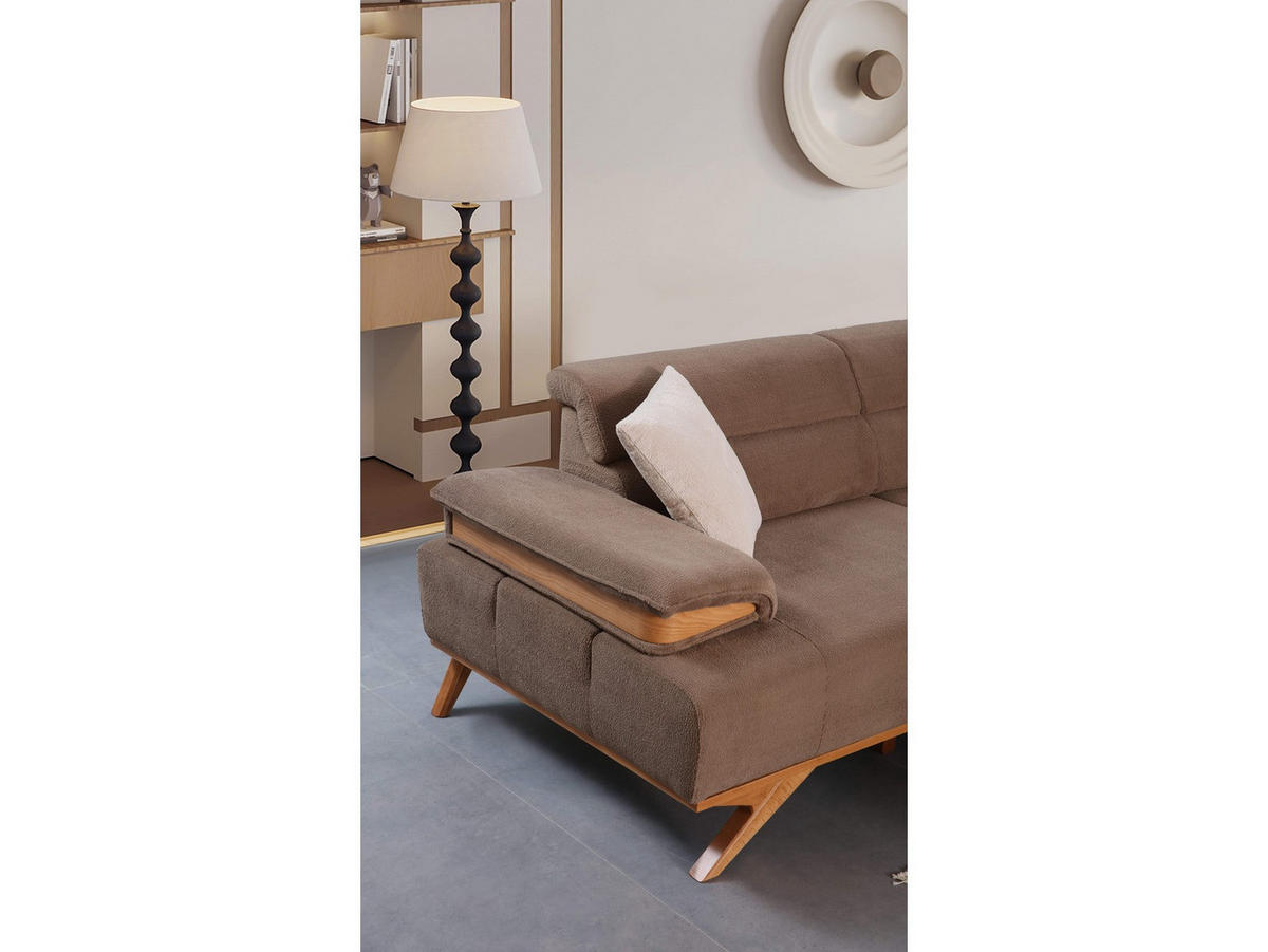 2-SITZER Sofa GRANDE, Braun - Braun, Holz/Textil (185/85/103cm)