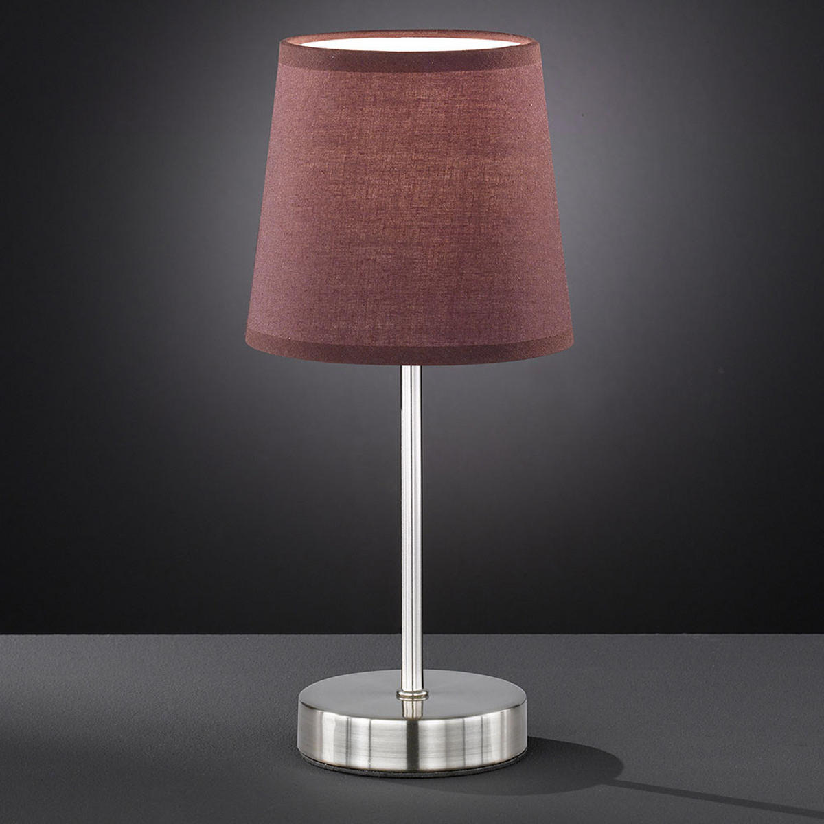 TISCHLEUCHTE Textil Braun Nickel matt 2er Set - Braun, Textil (14.5/14.5/32cm)