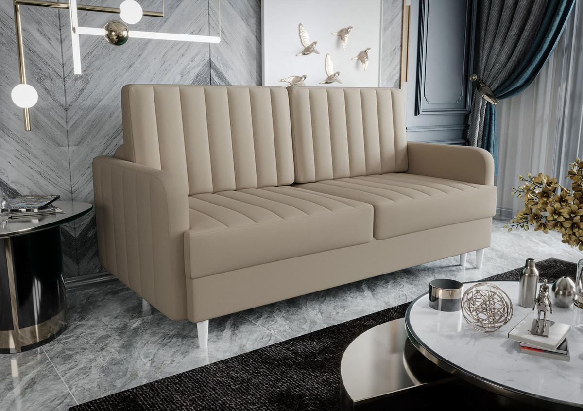 SCHLAFSOFA KONGO 08, Sofa mit Schlaffunktion, Farbe: Beige, Velourstoff - Beige, Textil (222/100/100cm) - O-Sofa