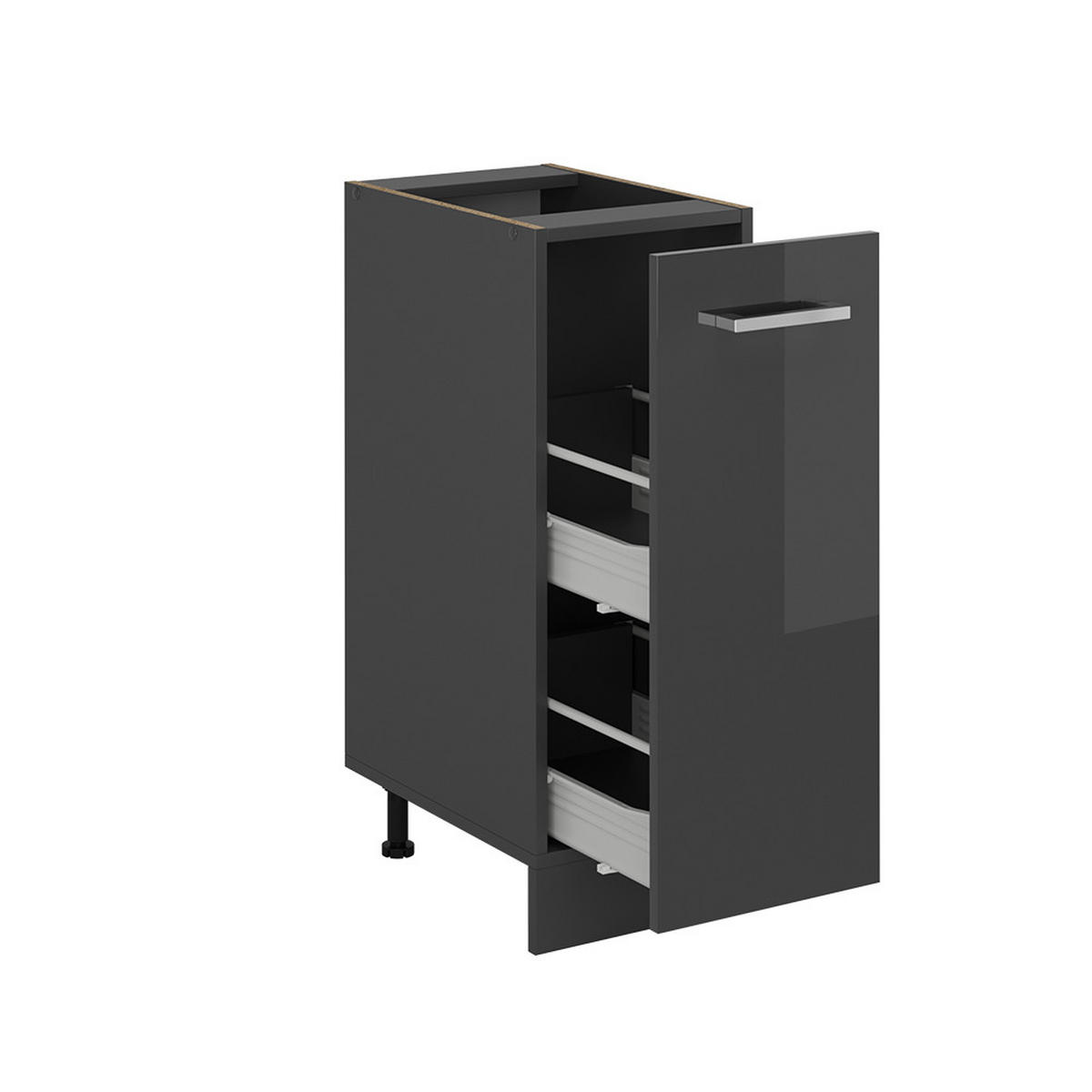 APOTHEKERSCHRANK R-Line Anthrazit Hochglanz 30 cm , AP Eiche - Schwarz Hochglanz/Anthrazit, Holzwerkstoff (30/81.6/60cm) - Vicco