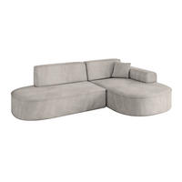 ECKSOFA Ottomane Rechts MARI-L1 - 243x171x79 cm Hellbraun Velours - Hellbraun/Schwarz, Holzwerkstoff/Kunststoff (171/243cm) - ALTDECOR