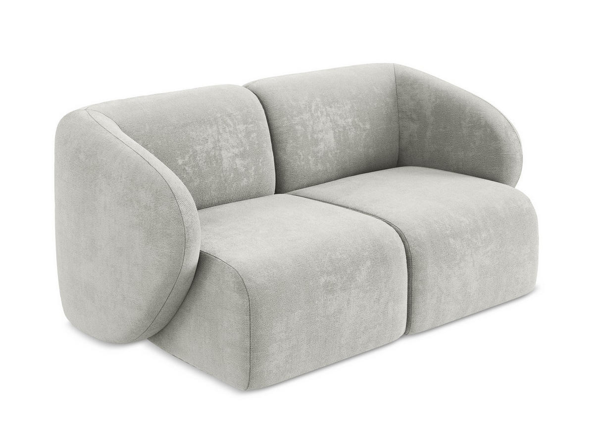 2-SITZER-SOFA Chenille Stoff Grau - Hellgrau/Schwarz, Holzwerkstoff/Kunststoff (174/75/94cm) - Makamii