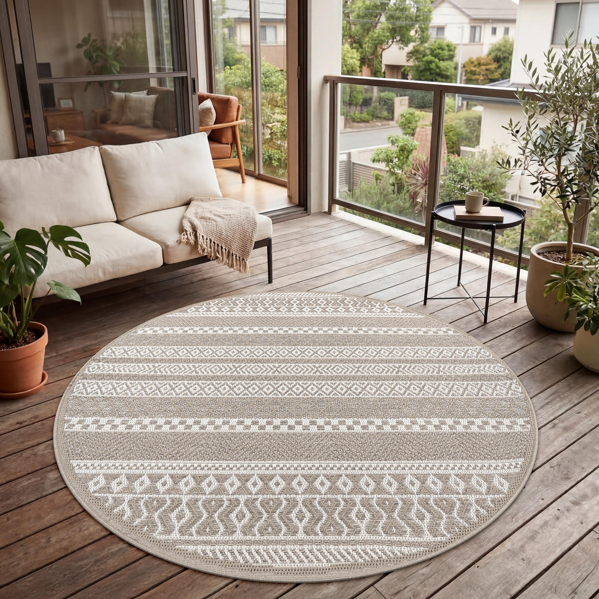 OUTDOORTEPPICH 160/160 cm Vermont 183 - Beige, Textil (160/160cm) - Paco Home
