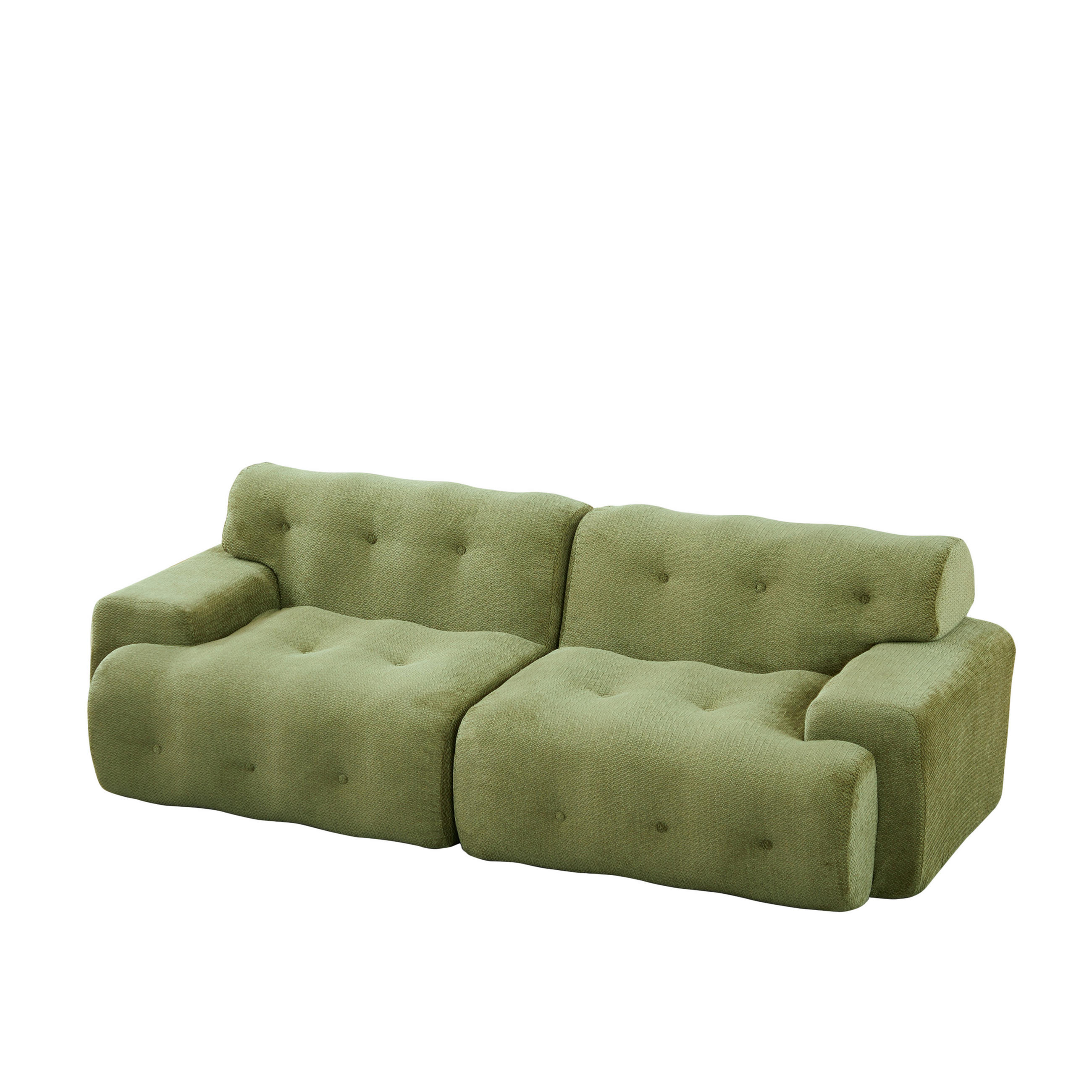 2-SITZER-SOFA DE-35264 mit Knopfverzierung Grün - Grün, Textil (104/66/224cm) - ComfortXL