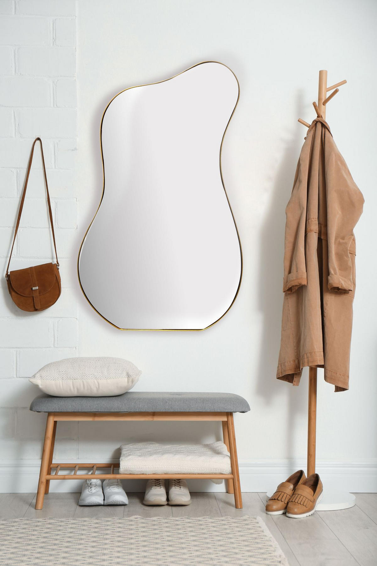 WANDSPIEGEL Asymmetrisch Metall Gold 60x100 cm Moderner Rahmen - Goldfarben, Glas (60/100/3cm) - KADIMA DESIGN