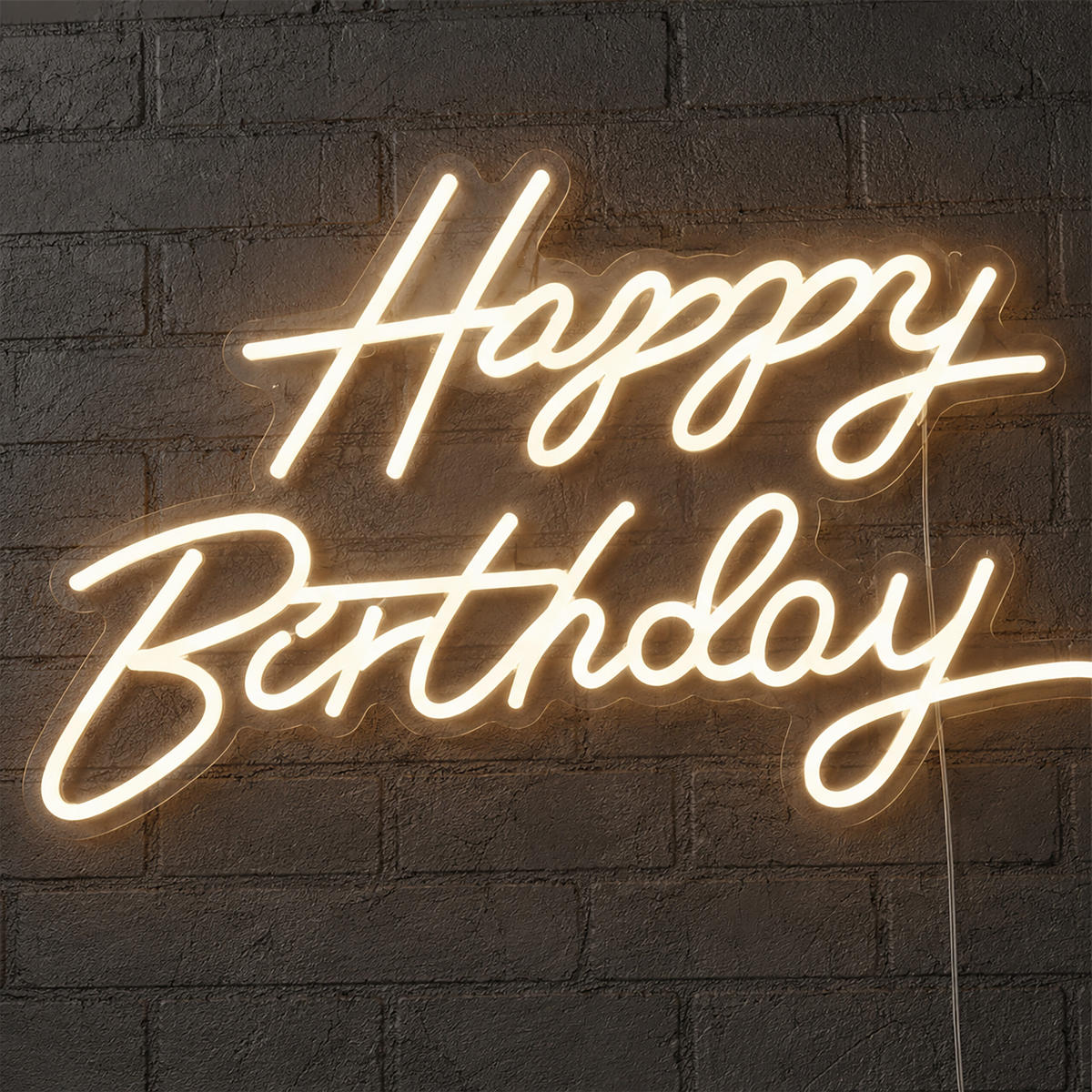 LEUCHTSCHILD Warmweiß Happy Birthday - Creme, Kunststoff (1/40/28cm) - Relaxdays
