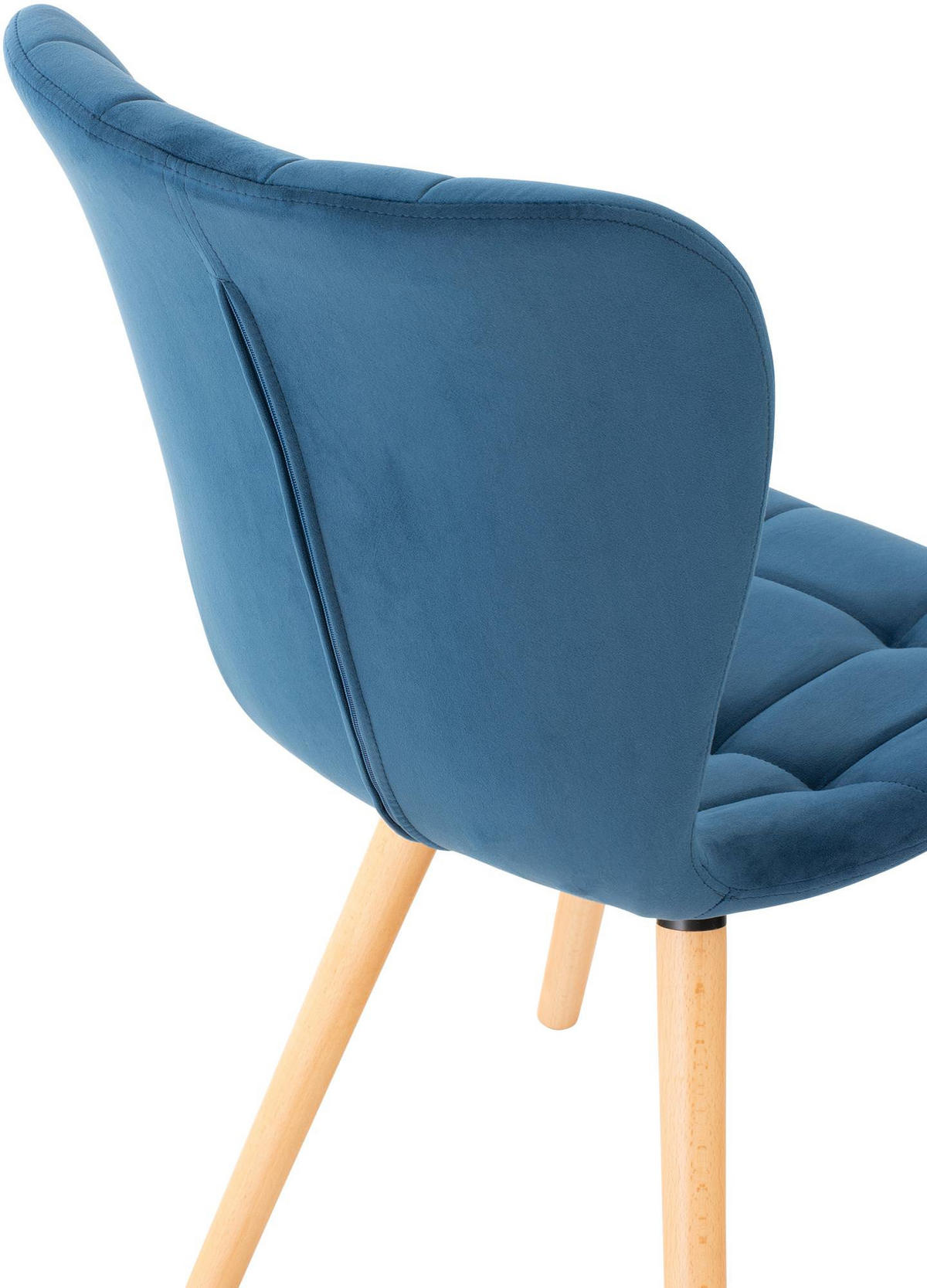 STUHL 2er Set Samt blau - Blau/Eukalyptusholzfarben, Holz/Textil (50/88/63cm) - CLP