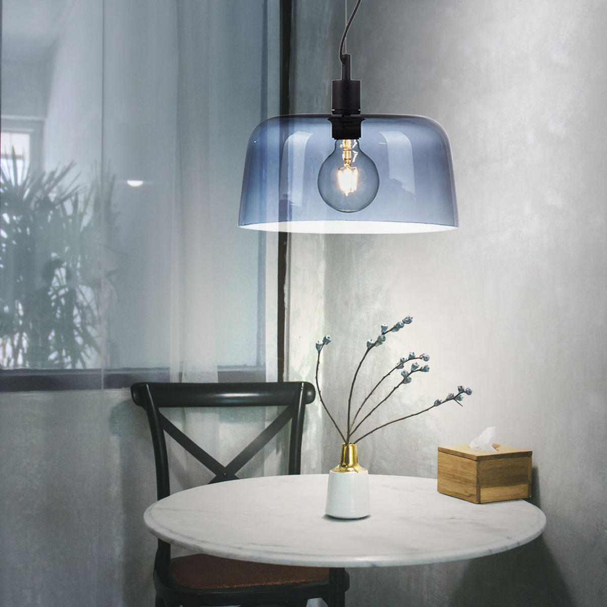 HÄNGELEUCHTE Glas Rauch Schwarz Höhenverstellbar - Schwarz, Glas (34/34/150cm)