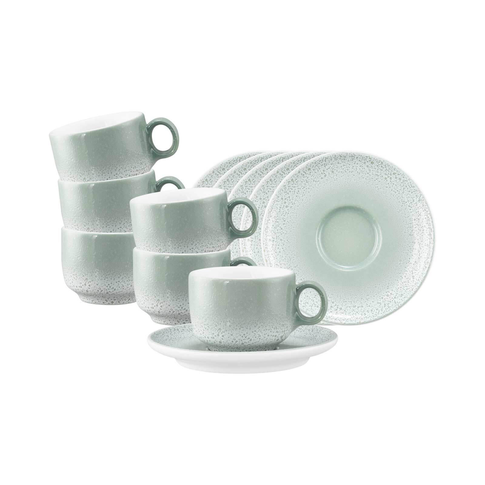 ESPRESSOTASSEN MIT UNTERTASSEN Sento Home Aura mint 80 ml 6er Set - Mintgrün, Keramik (0.08L) - Seltmann Weiden