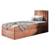 BOXBETT Carmen Mini, Seite zum Öffnen des Bettkastens: Rechts - Orange, Holz (100/200cm) - MIRJAN24