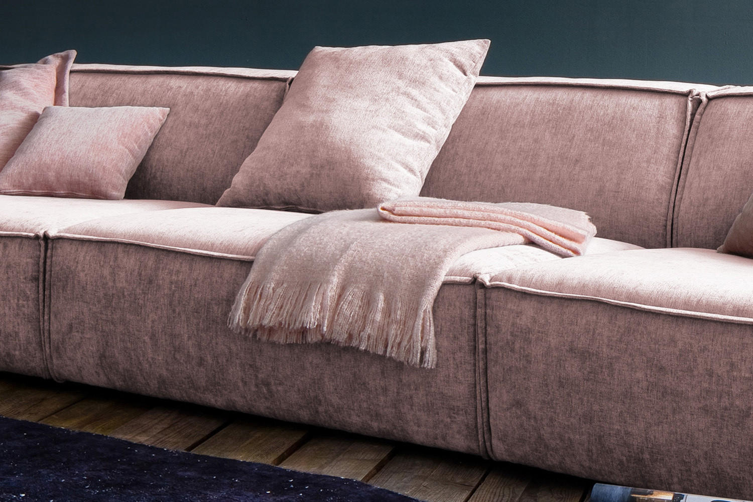 RIESENSOFA SAMU Pink Webstoff - Pink/Schwarz, Textil (418/72/106cm) - KAWOLA