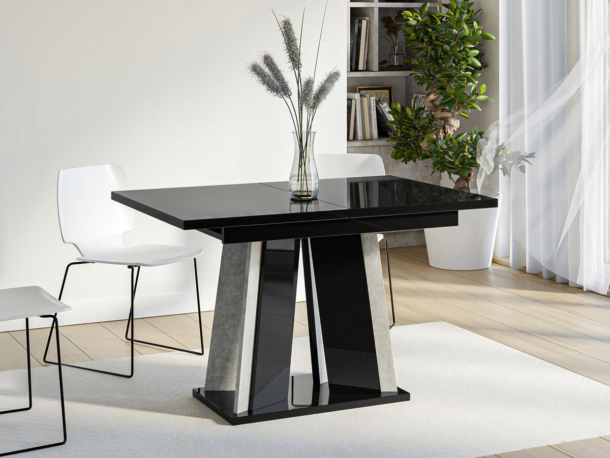 ESSTISCH ausziehbar Doha - Schwarz Hochglanz, Holzwerkstoff (80/120/75cm) - MIRJAN24