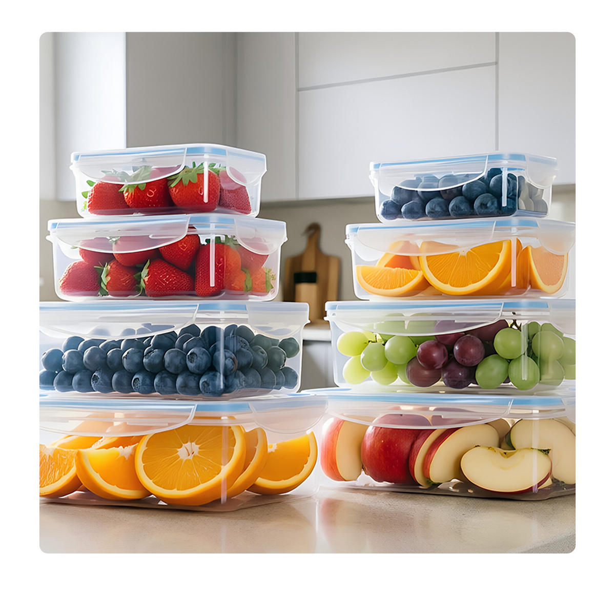 FRISCHHALTEDOSE Transparent 8er-Set Kunststoff luftdicht - Transparent, Kunststoff (25/8.5/18cm) - Relaxdays