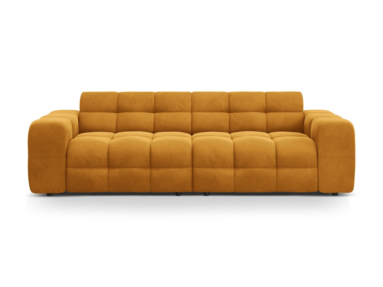 SOFA Kendal aus Samt senf 4 Sitzplätze - Dunkelgelb, Textil (255/79/103cm) - Micadoni