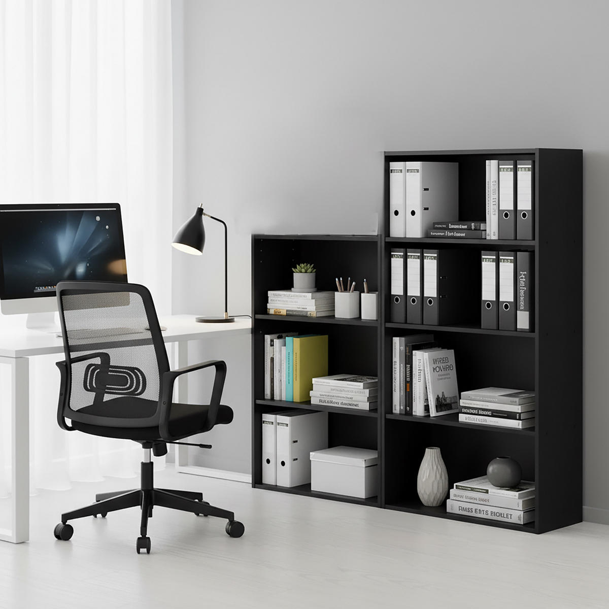 BÜCHERREGAL - Schwarz, Holzwerkstoff (60/82/24cm) - Relaxdays