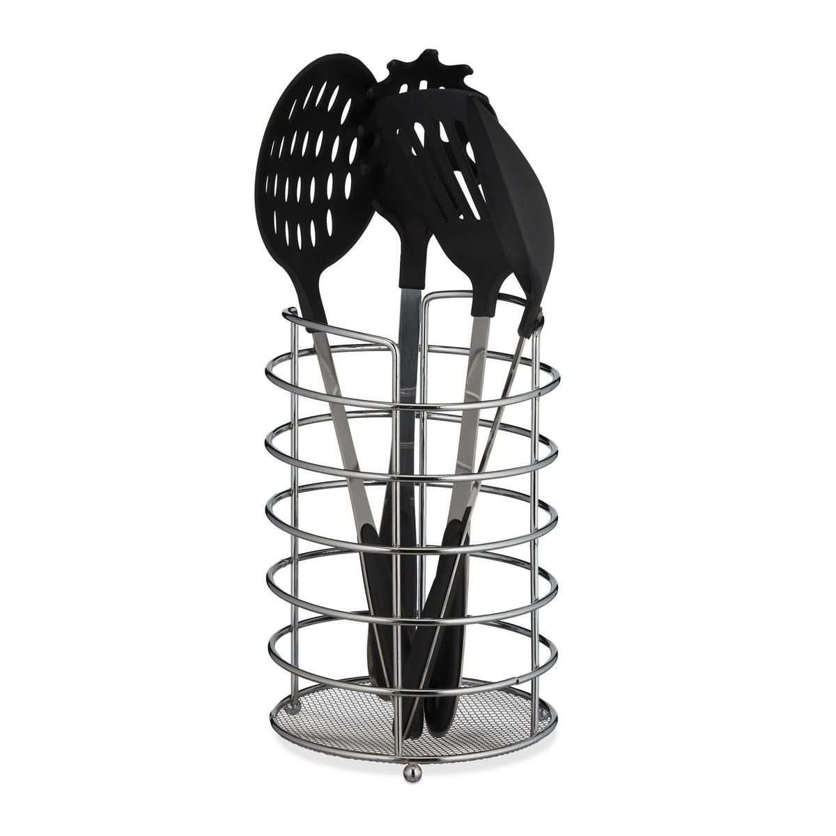 KÜCHENUTENSILIENHALTER - Silberfarben, Metall (15/22.5/15cm) - Relaxdays