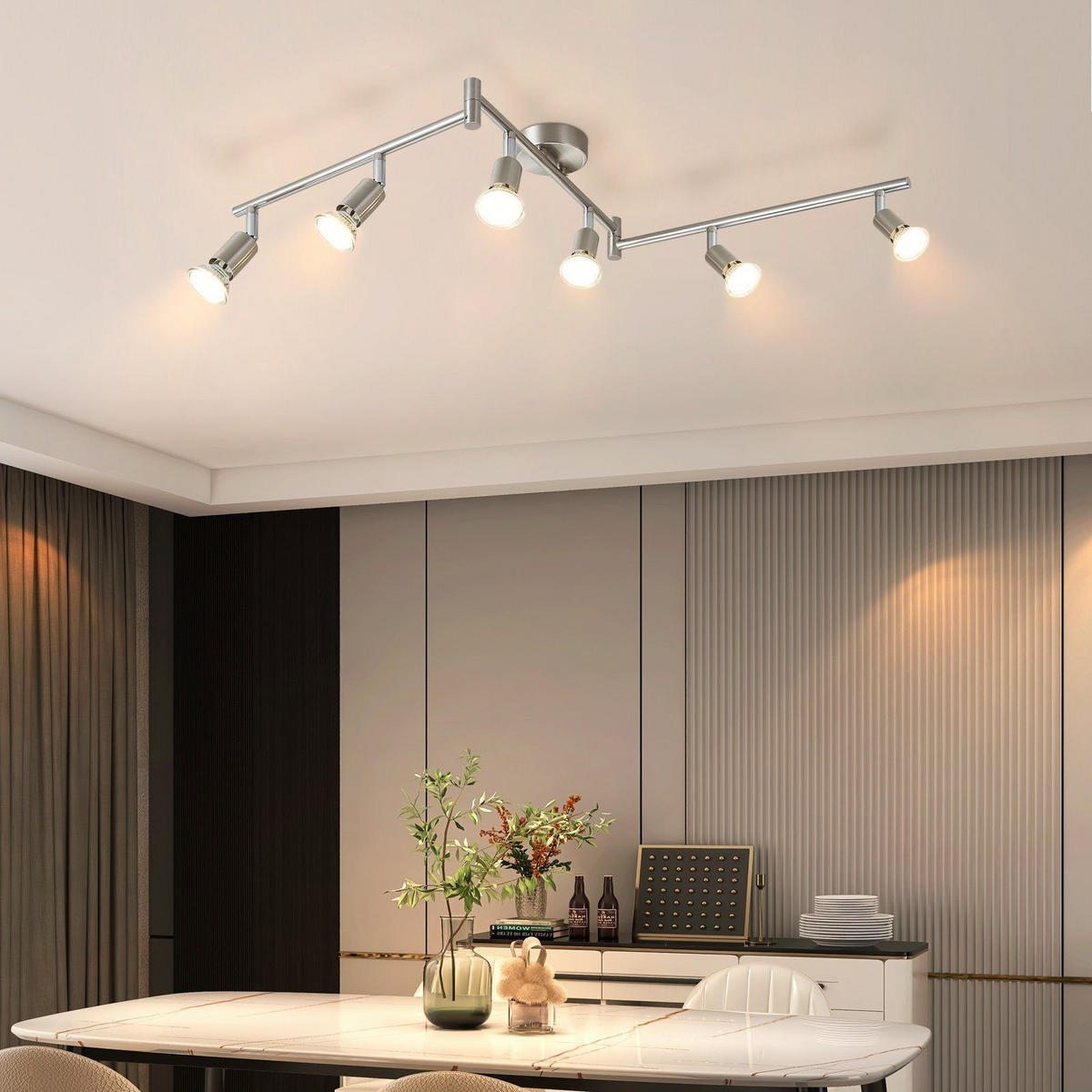 STRAHLER Aub 6-flammig 108/8/15 cm - Silberfarben, Metall (108/8/15cm) - Nettlife